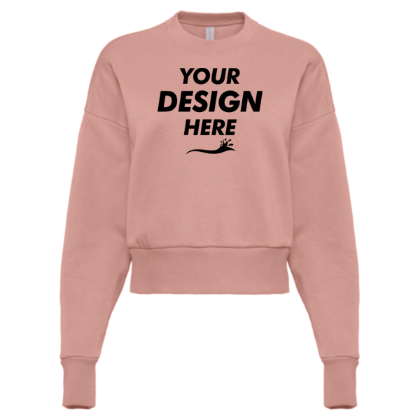 Next Level Apparel Women's Heavyweight Crewneck Sweatshirt, Desert Pink, Front view, Mockup