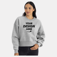 Next Level Apparel Women's Heavyweight Crewneck Sweatshirt, Heather Grey, Front view, Mockup
