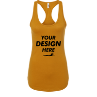 Next Level Apparel Women's Ideal Racerback Tank, Antique Gold, Front view, Mockup