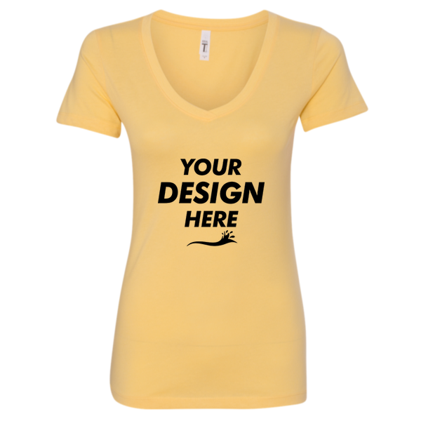 Next Level Apparel Women's Ideal V-Neck T-Shirt, Banana Cream, Front view, Mockup