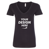 Next Level Apparel Women's Ideal V-Neck T-Shirt, Black, Front view, Mockup