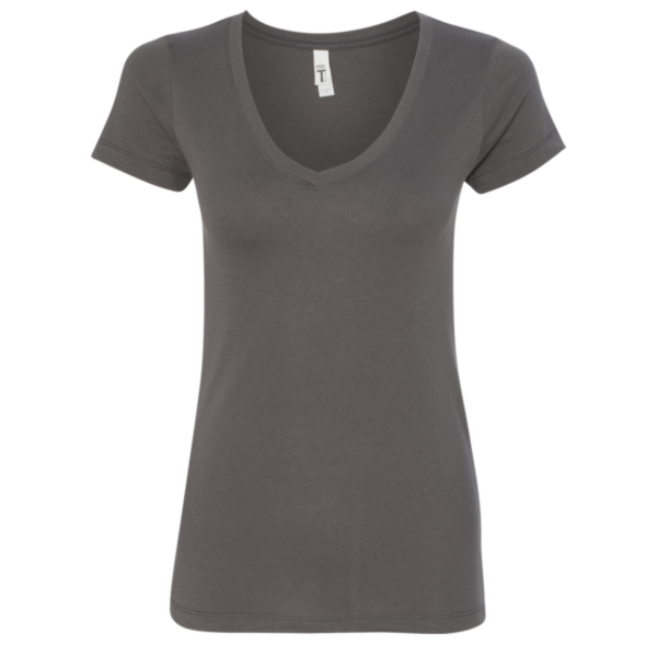 Next Level Apparel Women's Ideal V-Neck T-Shirt, Dark Grey, Front view