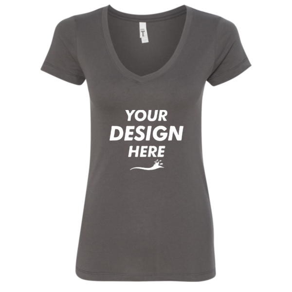 Next Level Apparel Women's Ideal V-Neck T-Shirt, Dark Grey, Front view, Mockup