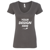 Next Level Apparel Women's Ideal V-Neck T-Shirt, Dark Grey, Front view, Mockup