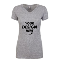 Next Level Apparel Women's Ideal V-Neck T-Shirt, Heather Grey, Front view, Mockup