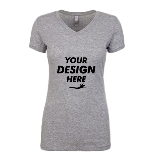 Next Level Apparel Women's Ideal V-Neck T-Shirt, Heather Grey, Front view, Mockup