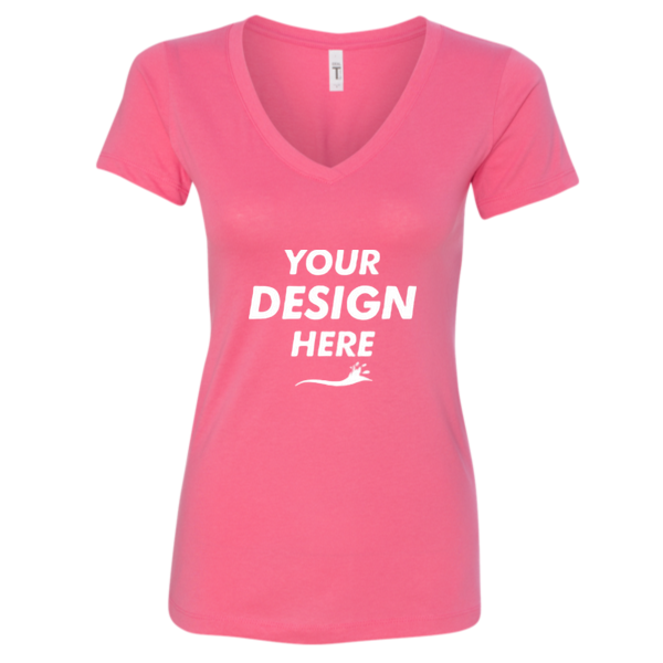 Next Level Apparel Women's Ideal V-Neck T-Shirt, Hot Pink, Front view, Mockup