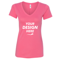 Next Level Apparel Women's Ideal V-Neck T-Shirt, Hot Pink, Front view, Mockup