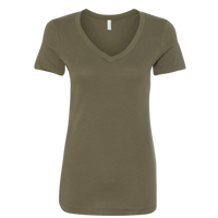 Next Level Apparel Women's Ideal V-Neck T-Shirt, Military Green, Front view