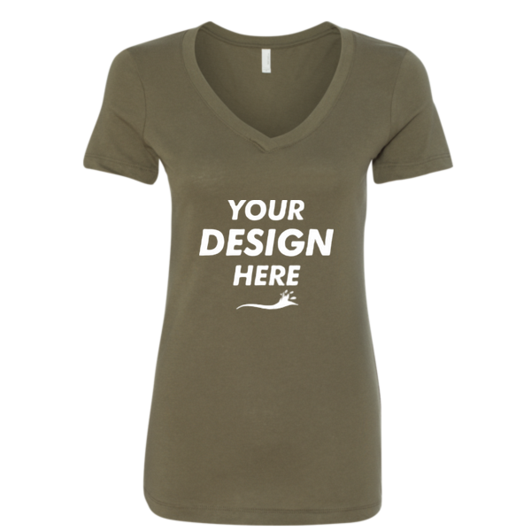 Next Level Apparel Women's Ideal V-Neck T-Shirt, Military Green, Front view, Mockup