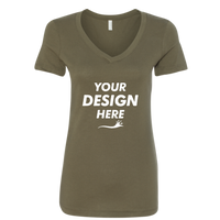 Next Level Apparel Women's Ideal V-Neck T-Shirt, Military Green, Front view, Mockup