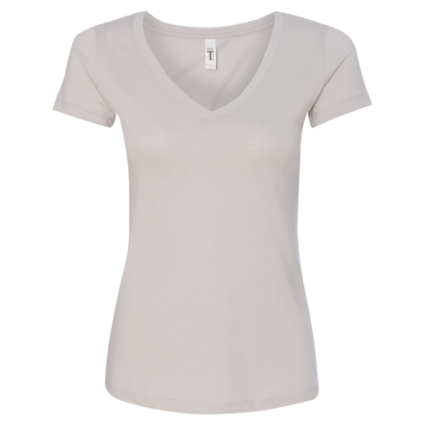Next Level Apparel Women's Ideal V-Neck T-Shirt, Silver, Front view