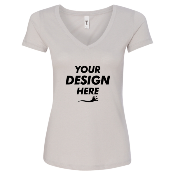 Next Level Apparel Women's Ideal V-Neck T-Shirt, Silver, Front view, Mockup