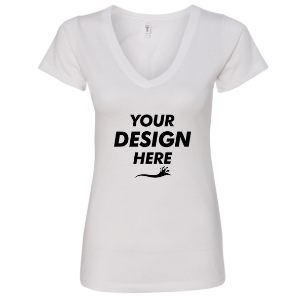 Next Level Apparel Women's Ideal V-Neck T-Shirt, White, Front view, Mockup