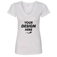 Next Level Apparel Women's Ideal V-Neck T-Shirt, White, Front view, Mockup