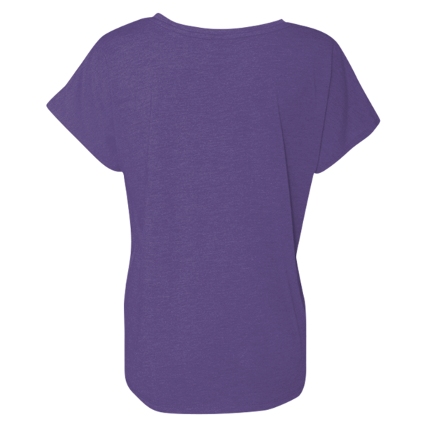 Next Level Apparel Women’s Triblend Dolman T-Shirt, Purple Rush, Back view