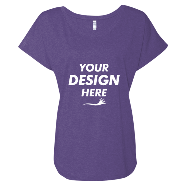Next Level Apparel Women’s Triblend Dolman T-Shirt, Purple Rush, Front view, Mockup