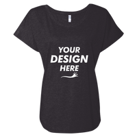 Next Level Apparel Women’s Triblend Dolman T-Shirt, Vintage Black, Front view, Mockup
