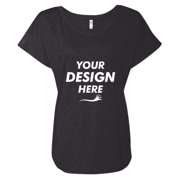 Next Level Apparel Women’s Triblend Dolman T-Shirt, Vintage Black, Front view, Mockup