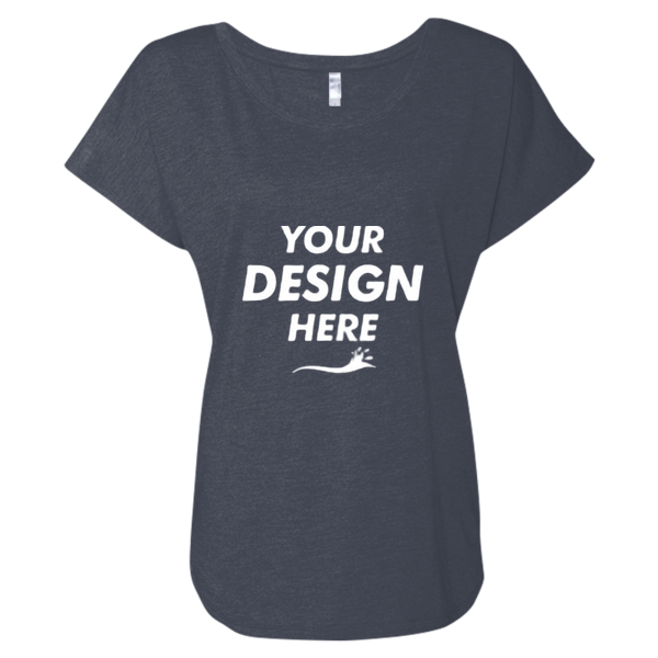 Next Level Apparel Women’s Triblend Dolman T-Shirt, Vintage Navy, Front view, Mockup