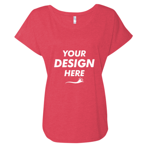 Next Level Apparel Women’s Triblend Dolman T-Shirt, Vintage Red, Front view, Mockup