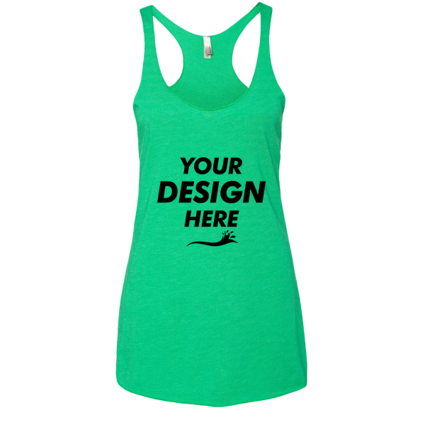 Next Level Apparel Women’s Triblend Racerback Tank, Envy, Front view, Mockup