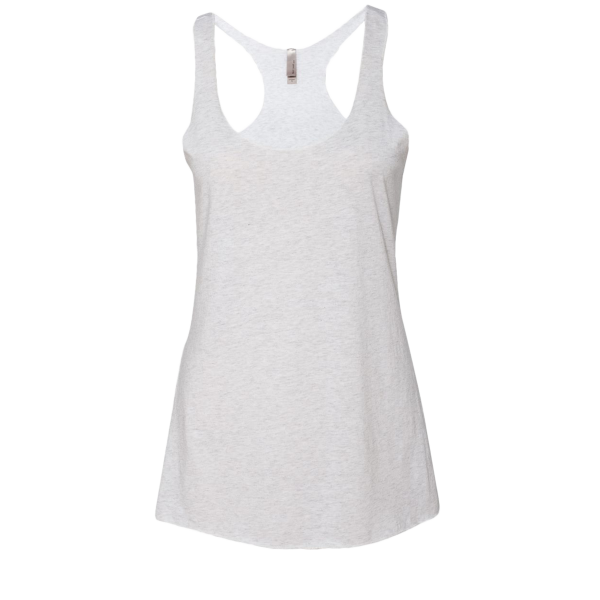 Next Level Apparel Women’s Triblend Racerback Tank, Heather White, Front view