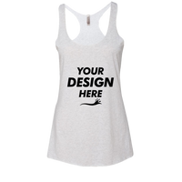 Next Level Apparel Women’s Triblend Racerback Tank, Heather White, Front view, Mockup