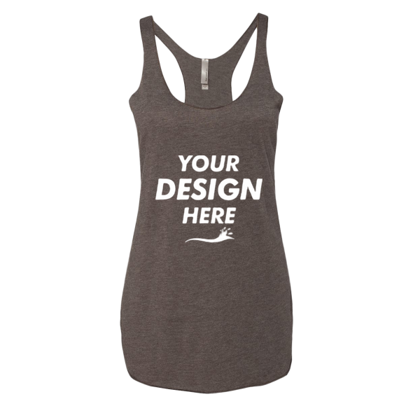 Next Level Apparel Women’s Triblend Racerback Tank, Macchiato, Front view, Mockup