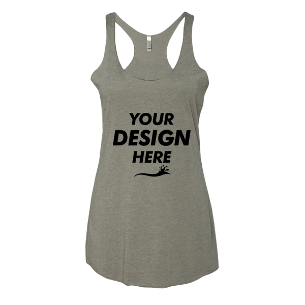 Next Level Apparel Women’s Triblend Racerback Tank, Venetian Grey, Front view, Mockup