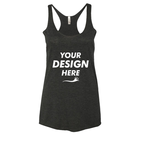 Next Level Apparel Women’s Triblend Racerback Tank, Vintage Black, Front view, Mockup