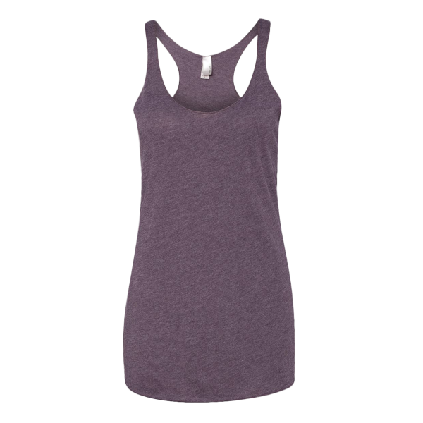 Next Level Apparel Women’s Triblend Racerback Tank, Vintage Purple, Front view