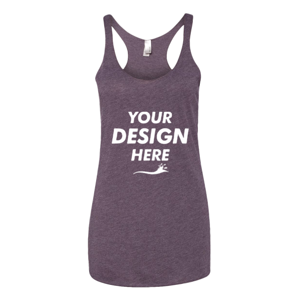 Next Level Apparel Women’s Triblend Racerback Tank, Vintage Purple, Front view, Mockup