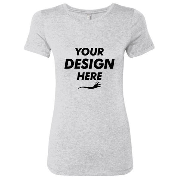 Next Level Apparel Women’s Triblend T-Shirt, Heather White, Front view, Mockup