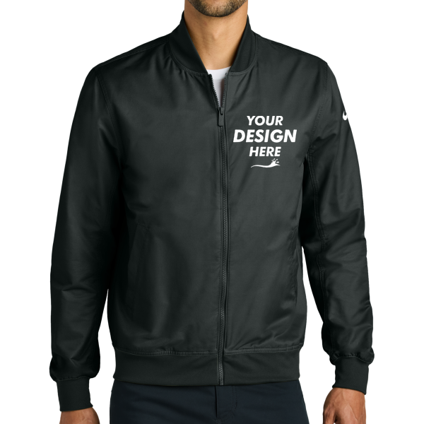Nike Bomber Jacket, Black, Front view, Mockup
