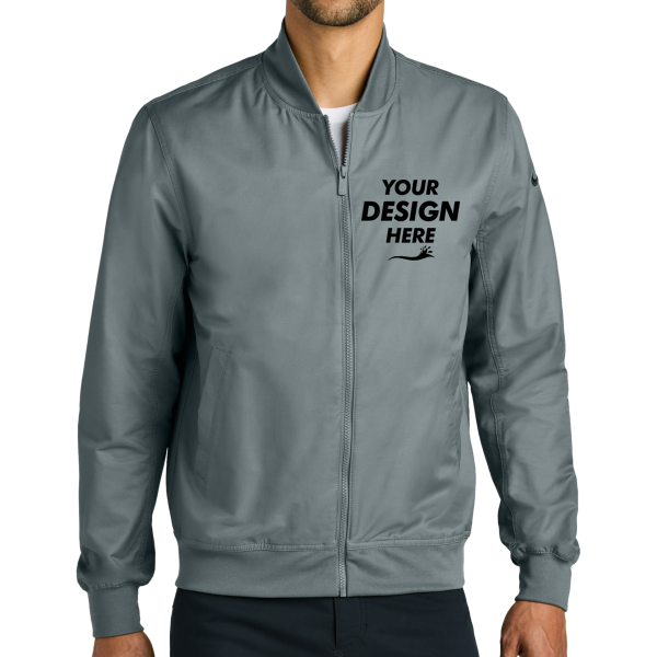 Nike Bomber Jacket, Cool Grey, Front view, Mockup