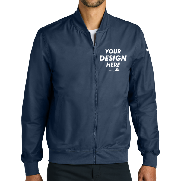 Nike Bomber Jacket, Midnight Navy, Front view, Mockup