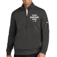 Nike Club Fleece Sleeve Swoosh 1/2 Zip, Anthracite, Front view, Mockup