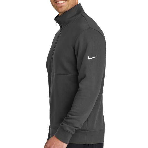 Nike Club Fleece Sleeve Swoosh 1/2 Zip, Anthracite, Left Sleeve view