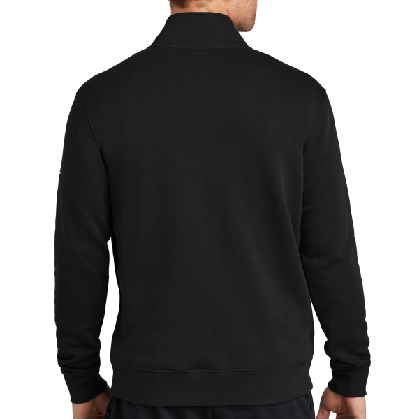 Nike Club Fleece Sleeve Swoosh 1/2 Zip, Black, Back view