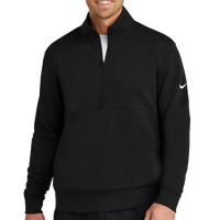 Nike Club Fleece Sleeve Swoosh 1/2 Zip, Black, Front view