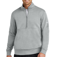 Nike Club Fleece Sleeve Swoosh 1/2 Zip, Dark Grey Heather, Front view