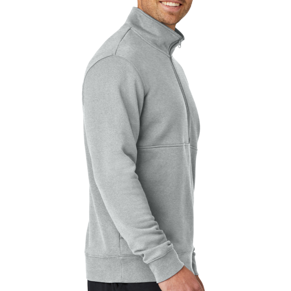 Nike Club Fleece Sleeve Swoosh 1/2 Zip, Dark Grey Heather, Right Sleeve view