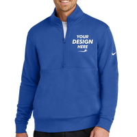 Nike Club Fleece Sleeve Swoosh 1/2 Zip, Game Royal, Front view, Mockup