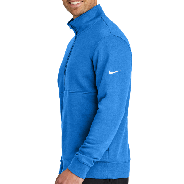 Nike Club Fleece Sleeve Swoosh 1/2 Zip, Light Game Royal Heather, Left Sleeve view