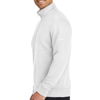 Nike Club Fleece Sleeve Swoosh 1/2 Zip, White, Left Sleeve view