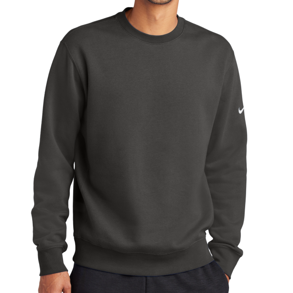 Nike Club Fleece Sleeve Swoosh Crew, Anthracite, Front view