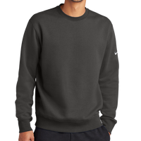 Nike Club Fleece Sleeve Swoosh Crew, Anthracite, Front view