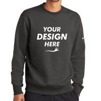 Nike Club Fleece Sleeve Swoosh Crew, Anthracite, Front view, Mockup