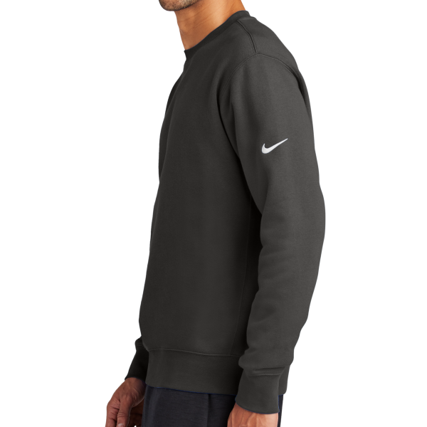 Nike Club Fleece Sleeve Swoosh Crew, Anthracite, Left Sleeve view